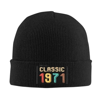 Урожай классический капота 1971 шляпа вязаная шапка Мужчины Женщины хип-хоп унисекс взрослый 51-й день рождения теплые зимние шапочки Cap 7
