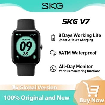 Фитнес-трекер SKG Smart Watch V7 с монитором состояния здоровья 5ATM с сенсорным экраном 1,69 дюйма Bluetooth Smartwatch для Android-iPhone iOS 10