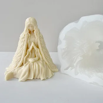 Форма для свечи ведьмы на Хэллоуин, 3D статуя Ланни, гипсовая свеча, силиконовая форма, поделки для украшения дома, изготовление праздничных подарков 2