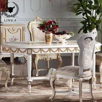 Французский загородный сад, романтическая классическая мебель, европейский овальный обеденный стол, расписанный вручную из массива дерева, обеденный стол длиной 1,8 м 8