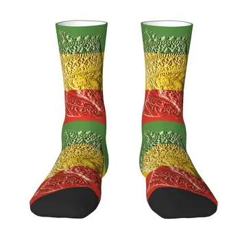 Хайле Селассие Кинг Эфиопия Джа Растафари Мужские Носки Для Экипажа Унисекс Забавные Носки С 3D Печатью 15