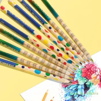 Цветные карандаши, радужные карандаши для студентов, наборы деревянных карандашей, толстые стержни с точилкой для раскрашивания, рисования эскизов 15