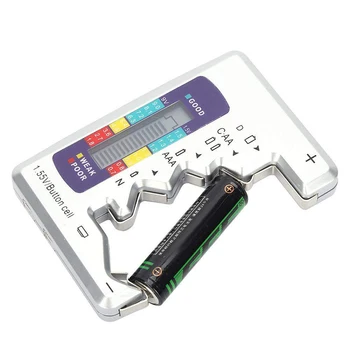 Цифровой тестер батареи ЖК-дисплей AA/AAA/9V/1.5 V Кнопочный элемент Для проверки емкости батареи, Диагностический инструмент Емкости детектора