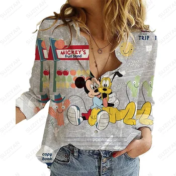 Элегантные Блузки с длинным рукавом, Свободные Женские Рубашки, Повседневные Топы LFashion Trend Disney Mickey 14