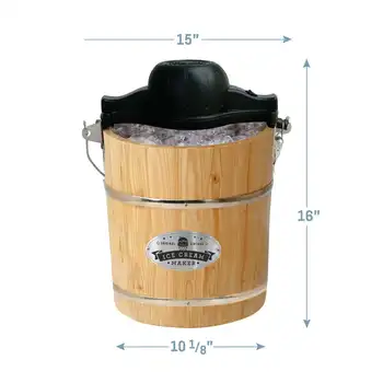 Электрическая / ручная мороженица EIM-402 в стиле Old Fashioned Pine Bucket, 4 шт. 8