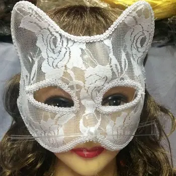 Японская маска на половину лица Кружевная маска кошки и Лисы Аниме Demon Slayer Маскарад Фестиваль Хэллоуина Косплей реквизит 12