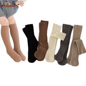 1 пара зимних теплых носков-клубочков для детей от 1 до 8 лет, носки до середины икры для девочек, хлопковые носки выше икры 12