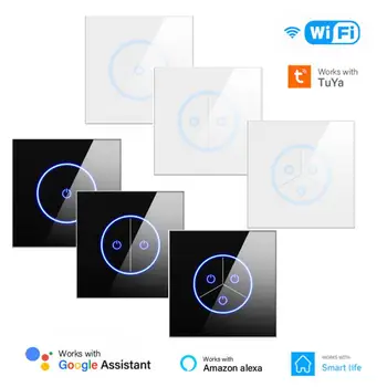 10A WIFI Tuya Smart Switch EU 1/2 /3Gang Выключатель Света Alexa Google Home Голосовое Управление Стеклянная Панель Сенсорный Переключатель Smart Life 5