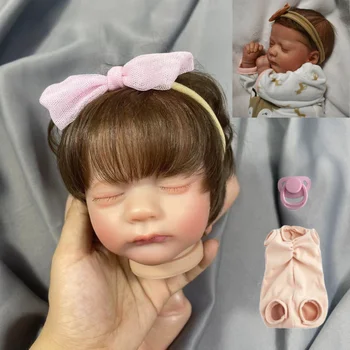 17-дюймовый набор кукол-реборнов Размером с недоношенного ребенка, укорененные вручную волосы и ресницы с тканевым корпусом, детали куклы в разобранном виде 10