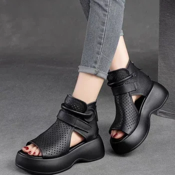 2023 Летние Классические женские сандалии с открытым носком в стиле ретро, дышащие Сандалии-гладиаторы из сетчатого материала, Брендовые Дизайнерские Уличные сандалии 8