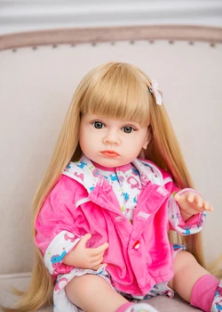 22-дюймовая 55-сантиметровая силиконовая водонепроницаемая кукла возрождения Золотоволосая кукла Модный подарок ребенку на День рождения Рождественский подарок