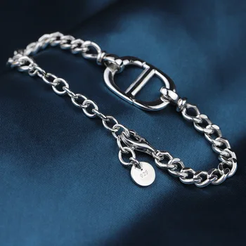 Han edition ins fashion S925 серебряный браслет с контрактными маленькими буквами, браслет, прохладный ветерок, легкая роскошь, которую можно отправить своей девушке 7