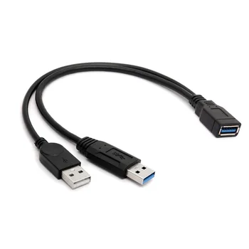 USB 3.0 Женский к двум USB-штекерам, Удлинитель для передачи данных, Y-образный разветвитель, шнур 6