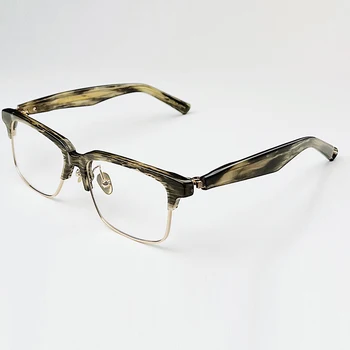 Ацетатные титановые ретро-очки ручной работы, оптические квадратные женские мужские очки, модная простая дизайнерская брендовая оправа для очков 4