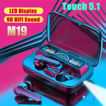 Беспроводные наушники M19 TWS, интеллектуальные сенсорные игровые наушники Bluetooth, Водонепроницаемый светодиодный дисплей с микрофоном 4