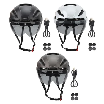 Велосипедный шлем с USB-аккумулятором, задний фонарь, магнитные очки, шлем для взрослых, встроенный молдинг для езды на открытом воздухе для мужчин 4