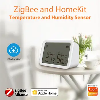 Датчик температуры и влажности в умном доме Tuya ZigBee / HomeKit с ЖК-экраном Работает с Alexa Google Home Smart Life Security 10