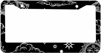 Декоративная рамка номерного знака Черная крышка автомобильной бирки Sun Moon Алюминиевый держатель автомобильного номерного знака для автомобилей США, мужчин и женщин 7