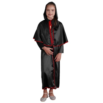 Детский косплей-костюм волшебника смерти на Хэллоуин, средневековый плащ с капюшоном, длинный рукав, ретро-готический халат, накидка-маскарад, маскарадные костюмы 14