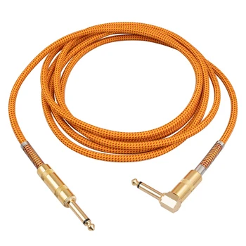 Комплект кабелей для гитарных инструментов, 10-футовый Шнур для бас-усилителя, электрический инструмент, 1/4 дюйма, Прямой Под прямым углом, Позолоченный кабель 6,35 мм