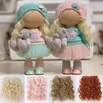 Кукольный парик с вьющимися волосами BJD / SD, волосы куклы Оранжевые, синие, розовые, желтые, коричневые, Парик ручной работы, термостойкие аксессуары для кукол 11
