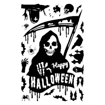 Наклейки на окна на Хэллоуин, наклейка на окно, украшения для дома, стены, двойные стороны, Призрак, скелет, страшный декор для окон своими руками, декор для Хэллоуина 11