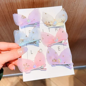 Новая корейская версия трехмерной детской заколки со сверкающим жемчугом, галстука-бабочки из пряжи star moon, головных уборов для девочек 5