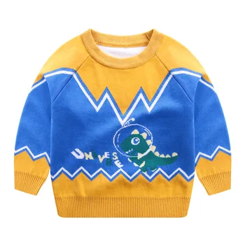 Новое поступление, Детский Зимний свитер для мальчиков, Теплый Трикотаж с рисунком динозавра, Детский свитер для мальчиков, Хлопковый Детский свитер Изнашивается 7