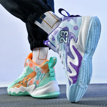 Новые мужские кроссовки Баскетбольная обувь Женская высококачественная баскетбольная обувь с высоким берцем Противоскользящие кроссовки для занятий спортом на открытом воздухе 14
