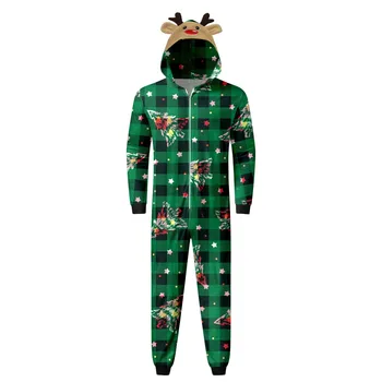 Рождественский пижамный комплект, семейное ночное белье, рождественский комплект, комбинезон с капюшоном и молнией, брюки, семейная одежда, домашняя одежда 패밀리룩 2