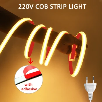 Светодиодная лента 220V COB с высокой яркостью светодиодной подсветки для комнаты, спальни, кухни, наружной водонепроницаемой гибкой ленты, светодиодной ленты 3