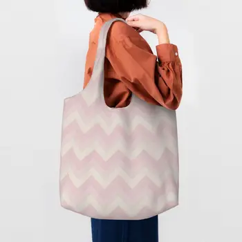Художественная сумка для покупок с зигзагообразным рисунком, женская забавная богемная современная холщовая сумка для покупок, сумки через плечо, сумки большой емкости 3