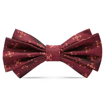 Черно-красный галстук-бабочка с цветочным узором для свадьбы жениха, мужской галстук-бабочка для шафера высокого класса, аксессуары для рубашки 8