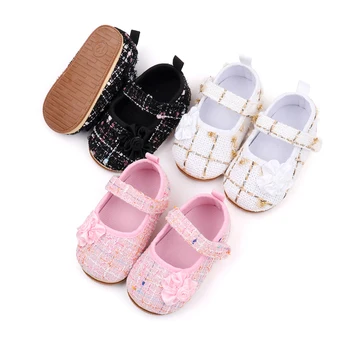 0-18 м, обувь принцессы для новорожденных девочек, тканевые ходунки в клетку с мягкой подошвой, обувь для кроватки Мэри Джейн, D05 2