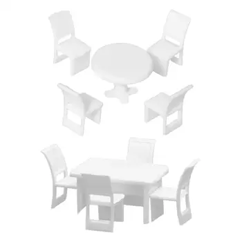 1/50 Мебельный гарнитур обеденный стул стол Сказочная кухонная мебель Игрушки миниатюрный стол и стулья для макета диорамы 6
