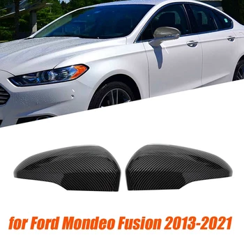 1 Пара Накладок На Зеркало Заднего Вида Автомобиля Ford Mondeo Fusion 2013-2021 Запчасти Американской Версии Крышки Боковых Зеркал Заднего Вида ABS Из Углеродного Волокна