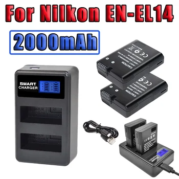 2000 мАч EN-EL14 EN EL14 Литий-ионный Аккумулятор для камеры LED USB Зарядное Устройство Для Nikon D3100 D3200 D3300 Аккумуляторная Батарея для Nikon 7,2 В 15