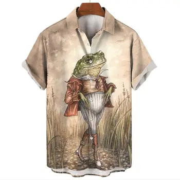 2023 гавайские рубашки Мужские 3D Лягушка с коротким рукавом рубашка блузка пляжный отдых футболка оверсайз футболку Мужская одежда 3
