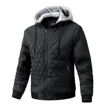 2023 Новая зимняя мужская куртка, модные утепленные куртки для мужчин, теплое пальто с длинным рукавом, мужская повседневная куртка с хлопковой подкладкой и капюшоном, мужская 4