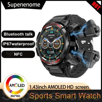 2023 Новые Мужские Смарт-часы 2 в 1 С Наушниками TWS AMOLED Bluetooth-Гарнитура Smartwatch С Динамиком, Трекером, Музыкальными Спортивными Часами 14