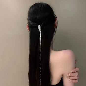 2023 Новый Костюм для длинных волос В Китайском Стиле Классическая Змеиная Заколка Простая Цепочка С Кисточкой Для Волос Женская Мода Аксессуары Для Ухода За Волосами 5