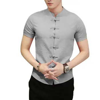 2023 Традиционный Китайский Костюм Тан Случайные Рубашки Мужчин Плюс Размер Лето С Коротким Рукавом Униформа Кунг-Фу 3