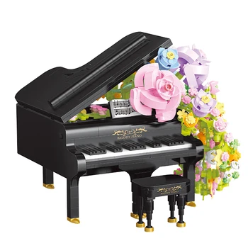 21194 Цветов Пианино Собранный Букет Серии Скрипка MOC Игрушка В Подарок Строительный Блок Игрушка Для Девочки Подарок На День Рождения 5