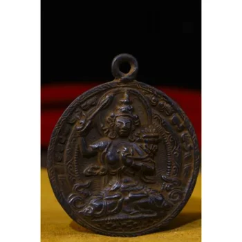 3,2-дюймовый китайский старинный бронзовый кулон ожерелье с Буддой, бронзовый кулон-шарм 12