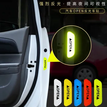 4 шт./компл. Наклейки на двери автомобиля, универсальная лента, предупреждающая о безопасности, открытая, светоотражающие полосы для автоматического вождения 3