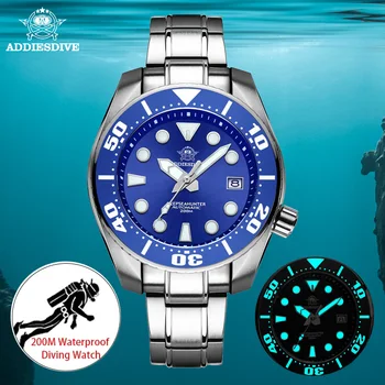 ADDIESDIVE Diver Watch Sapphire NH35 Механические наручные часы BGW9 Светящиеся спортивные часы мужские 200-метровые водонепроницаемые часы с автоподзаводом 8