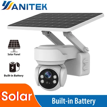 Battery1080P WIFI Солнечная Камера 4-КРАТНЫЙ Цифровой Зум PIR Обнаружение Солнечная Панель PTZ Камера CCTV Беспроводная IP-Камера Наблюдения