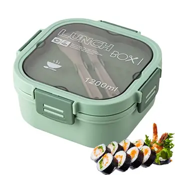 Bento Lunch Box Силиконовый Bento Lunch Box объемом 1200 МЛ, запечатанный в современном стиле Bento для студентов и взрослых 13