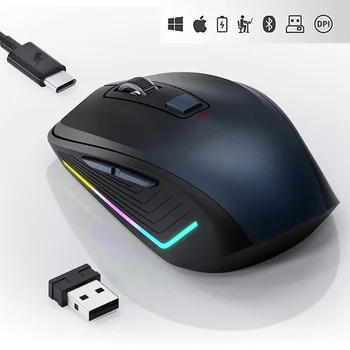 Bluetooth-мышь JOMAA с RGB-подсветкой, перезаряжаемые беспроводные мыши 2.4G USB, оптическая USB-мышь для ПК, ноутбука 2