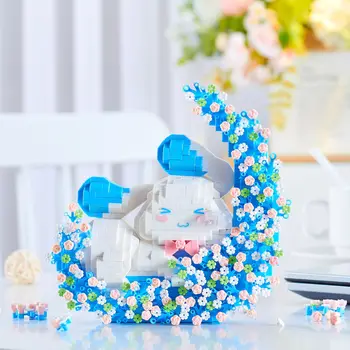 Cinnamoroll Micro Building Blocks Sanrio Dreaming Flower Moon, собранная своими руками 3D-модель, мини-фигурки из кирпича, игрушки для Рождественского подарка 5